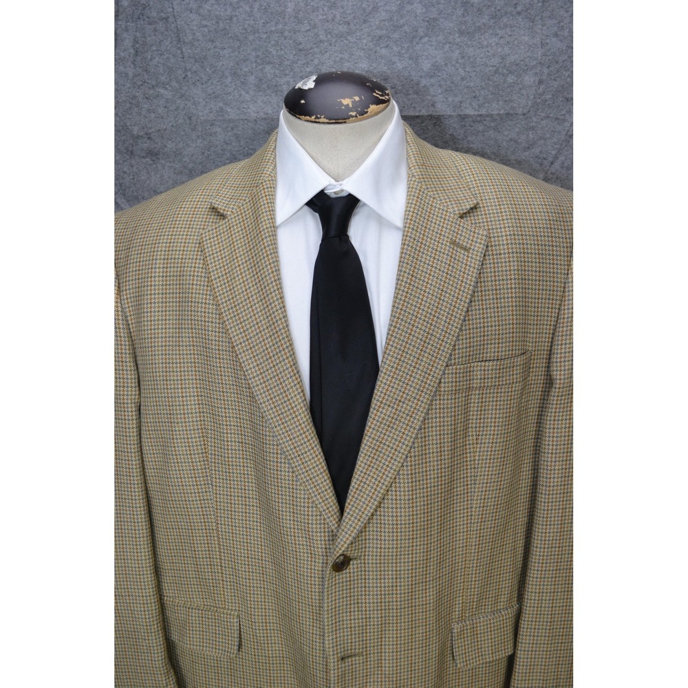 Ralph Lauren Blazer Mens 46R Brown Check 100% Pure Silk Sport Coat Jacket